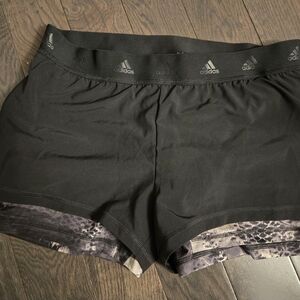 Adidas Women's Running Shorts 2 in 1 Black AOP NWT
